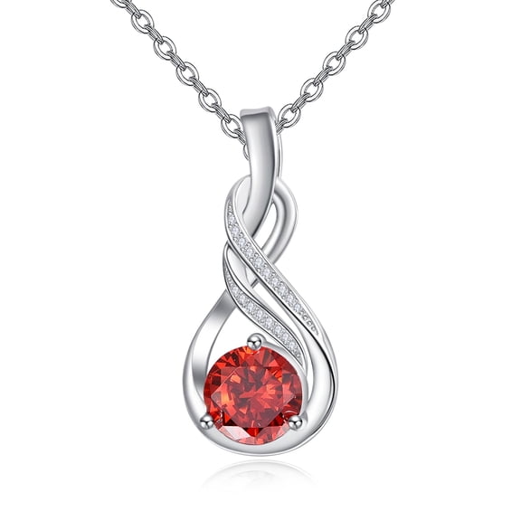 TANGPOET 925 Sterling Silver Infinity Birthstone Necklace, January