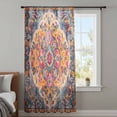 thumbnail image 4 of Blue Pink Sheer Curtains 63 Inches Long, Boho Middle Century Geometric Abstract Light Filering Curtains, Breathable Simi Curtain Privacy Drapes for Living Room Bedroom Lightweight Window Treatment, 4 of 9