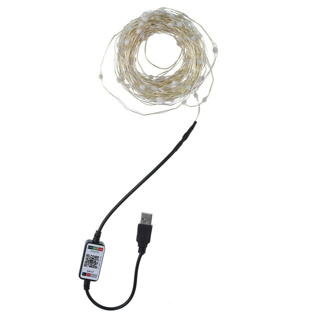 Guirlande Lumineuse en Fil de Cuivre Coloré avec Contrôle par Point USB, Télécommande via Application Bluetooth, Guirlande Lumineuse de Noël avec Arbre de Noël LED, Lumières de Noël RGBW, Flocon de Neige Extérieur
