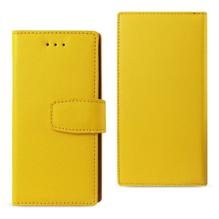 Iphone 7 Synthetic Bullhide Leather Wallet Case With Rfid Card Protection In Yellow