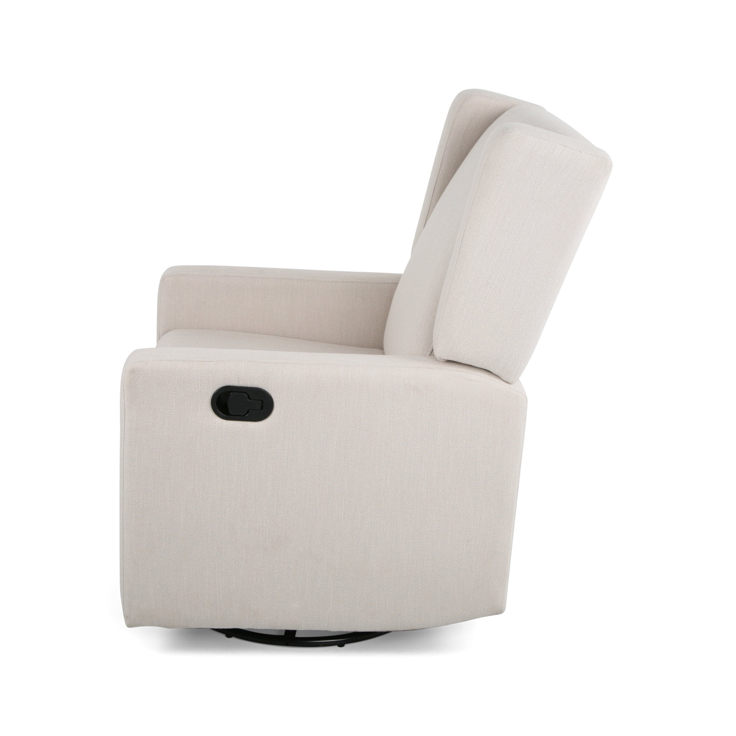 GDF Studio Landau Contemporary Fabric Upholstered Swivel Recliner, Beige and Black