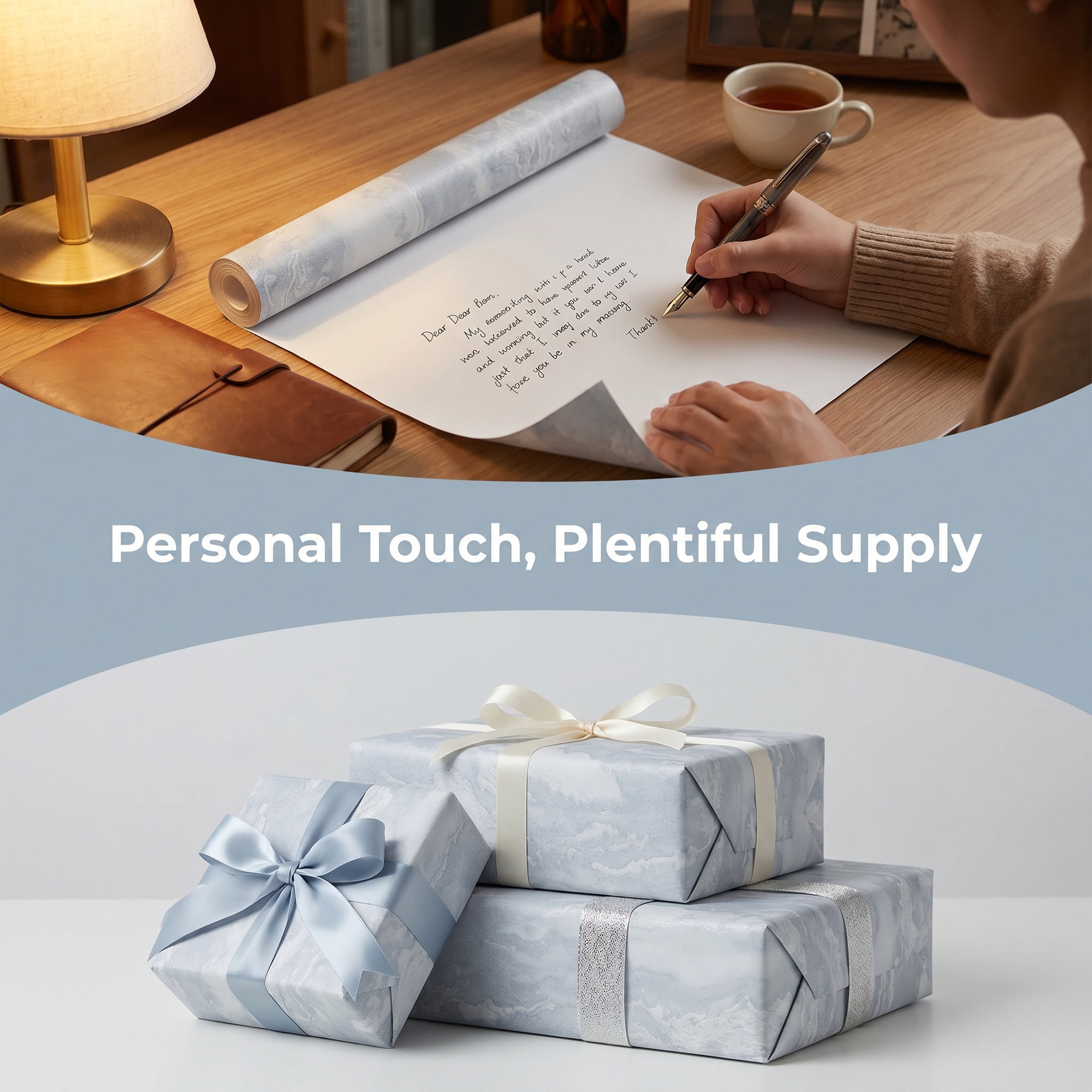 Unique Bargains Flowing Cloud Gift Wrapping Paper for Occasions Light Blue 27.6"x 19.7"