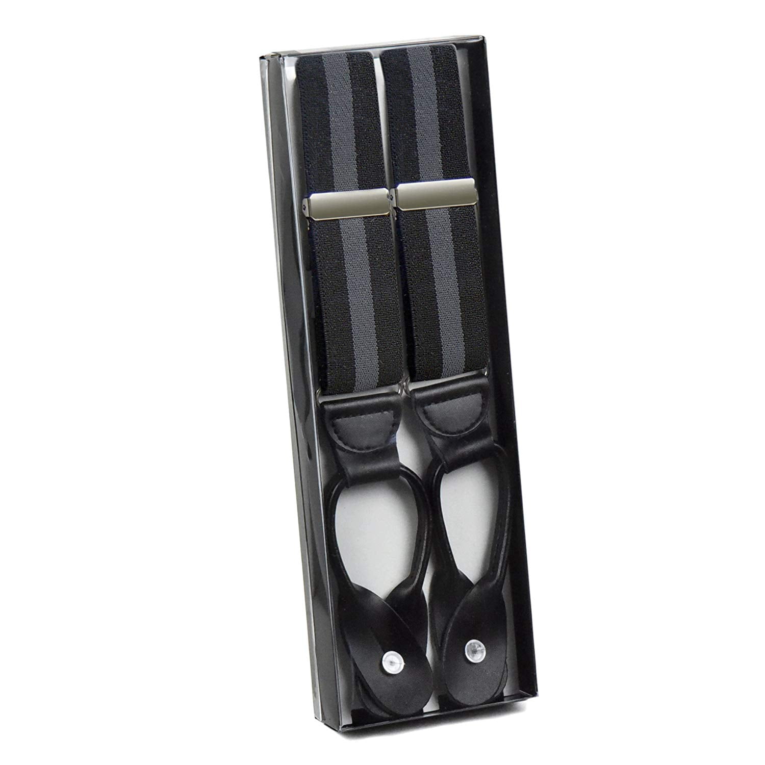 Hold'em 1 ¼ Fancy Stripes Solid Suspenders for Men Y-Back - Regimental Stripe Black