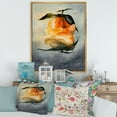 thumbnail image 2 of Designart 'One Peeled Fresh Orange Mandarin Under Green Leaves' Traditional Framed Canvas Wall Art Print, 2 of 5
