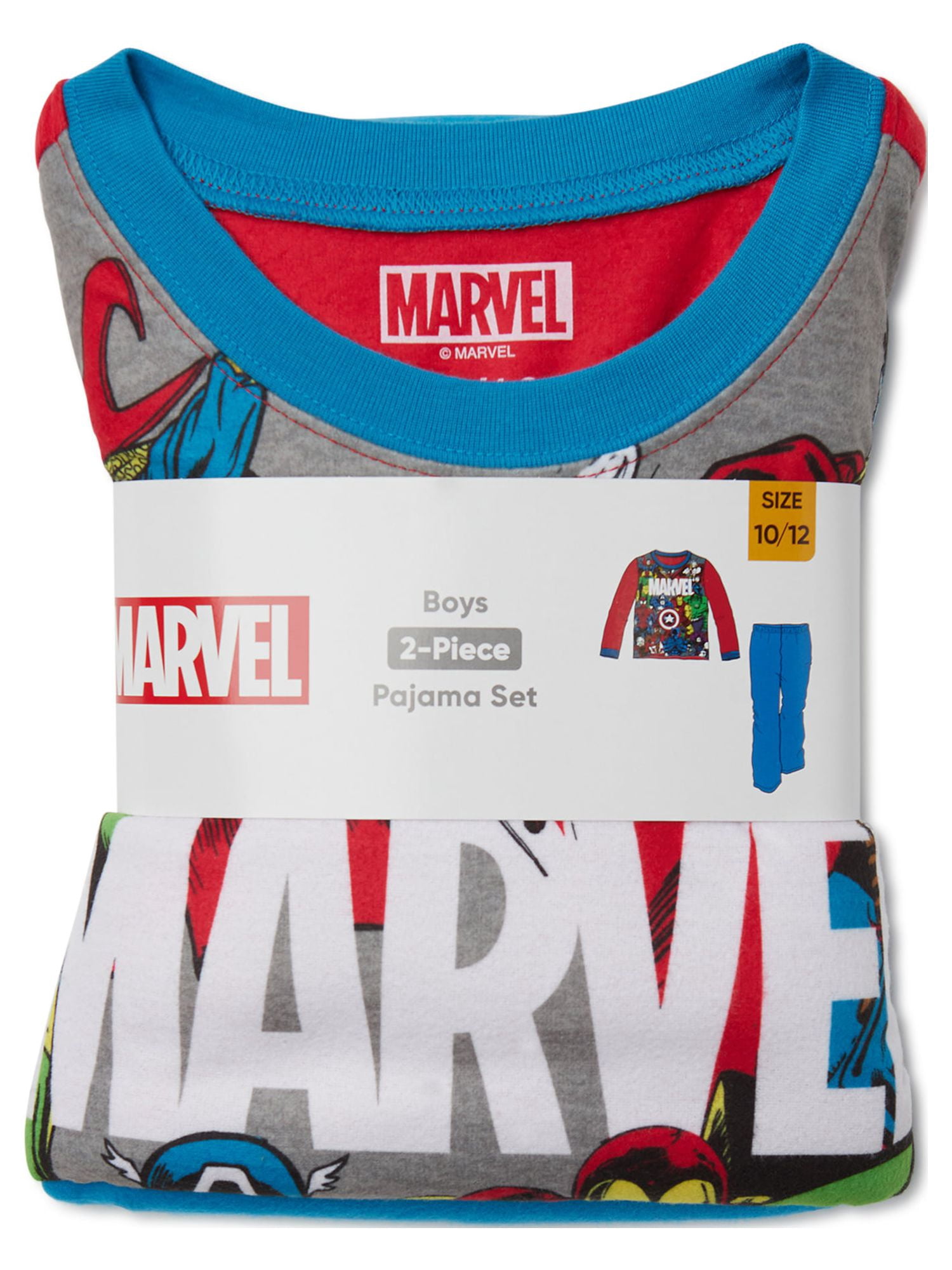 Marvel Boys Long Sleeve Top and Pant Pajama Sleep Set, 2-Piece, Sizes 4-12