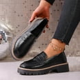 thumbnail image 5 of Viluyesy Womens Platform Loafers, Slip-On Comfortable Shiny Leather Casual & Dressy Penny Shoes Black US9, 5 of 9