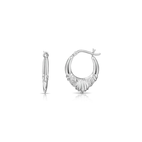 Tilo Jewelry 925 Sterling Silver Glitter Hand Engraved Hoop Earrings for Women & Unisex | 18mm - 0.71 Inch