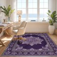thumbnail image 3 of Design&I 8'x10' Washable Area Rug Purple Symmetrical Para Ornament Bordered Traditional Bedside for King Size Bedroom, Under Bed, Sleek Flatweave Pet Friendly, 3 of 7