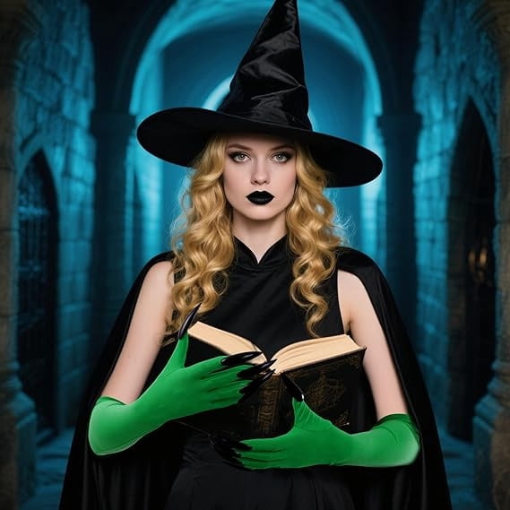 Halloween Claw Gloves with Long Fake Nails for Costume Parties and Stage Performances