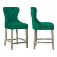 thumbnail image 4 of WestinTrends Wordford 24" Tufted Velvet Counter Stool (Set of 2), Antique Gray/ Dark Green, 4 of 11