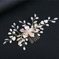 thumbnail image 4 of Namzi Bridal Flower Wedding Hair Pins Crystal Pearl Hair Combs Clips Headpiece Gold Wedding Hair Accessories Jewelry with Rhinestone for Brides Bridesmaids Women Girls (Gold A), 4 of 4