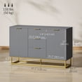 thumbnail image 2 of Grey Sideboard Storage Cabinet with 3 Drawers & Adjustable Shelves - Kitchen Buffet for Dining Room, 47.2" W, 2 of 7
