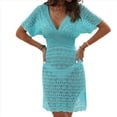 thumbnail image 1 of Vestido de Crochet para Mujer, de Corta, para Playa Azul XL, 1 of 7
