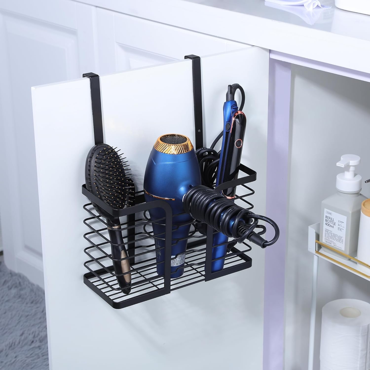 Hair Dryer Holder Hair Tool Organizer 3 in 1 Blow Dryer Holder Adjustable Height Bathroom Organizer Wall Mounted Cabinet Door for Hair Dryers Flat Irons Curling Irons Hair Straighteners Walmart