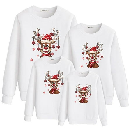 

Christmas Sweater for Family Matching Outfits Santa Reindeer Printed Pullover Kids Mama Dad Sweatshirt
