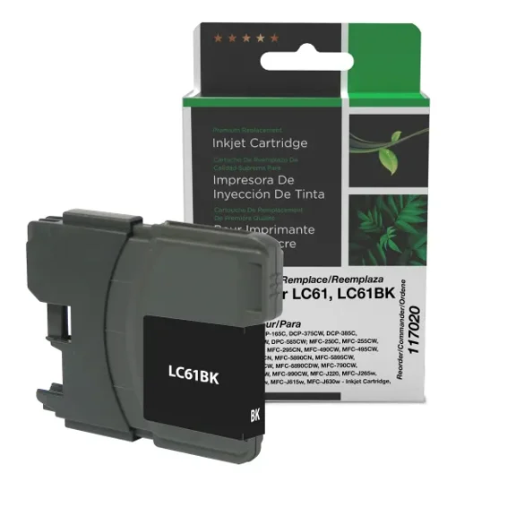 Remanufactured Clover Imaging Black Ink Cartridge compatible with Brother LC61