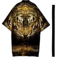 thumbnail image 2 of Abrigo tipo kimono para hombre, estilo japonés, mangas 3/4, frente abierto, ajuste holgado, chaqueta tipo kimono ligera, cárdigan, Tops xxl, 2 of 3