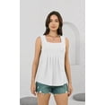 thumbnail image 4 of Camiseta sin mangas Disamer 2025 para mujer con botones florales plisados, color blanco, 4 of 6