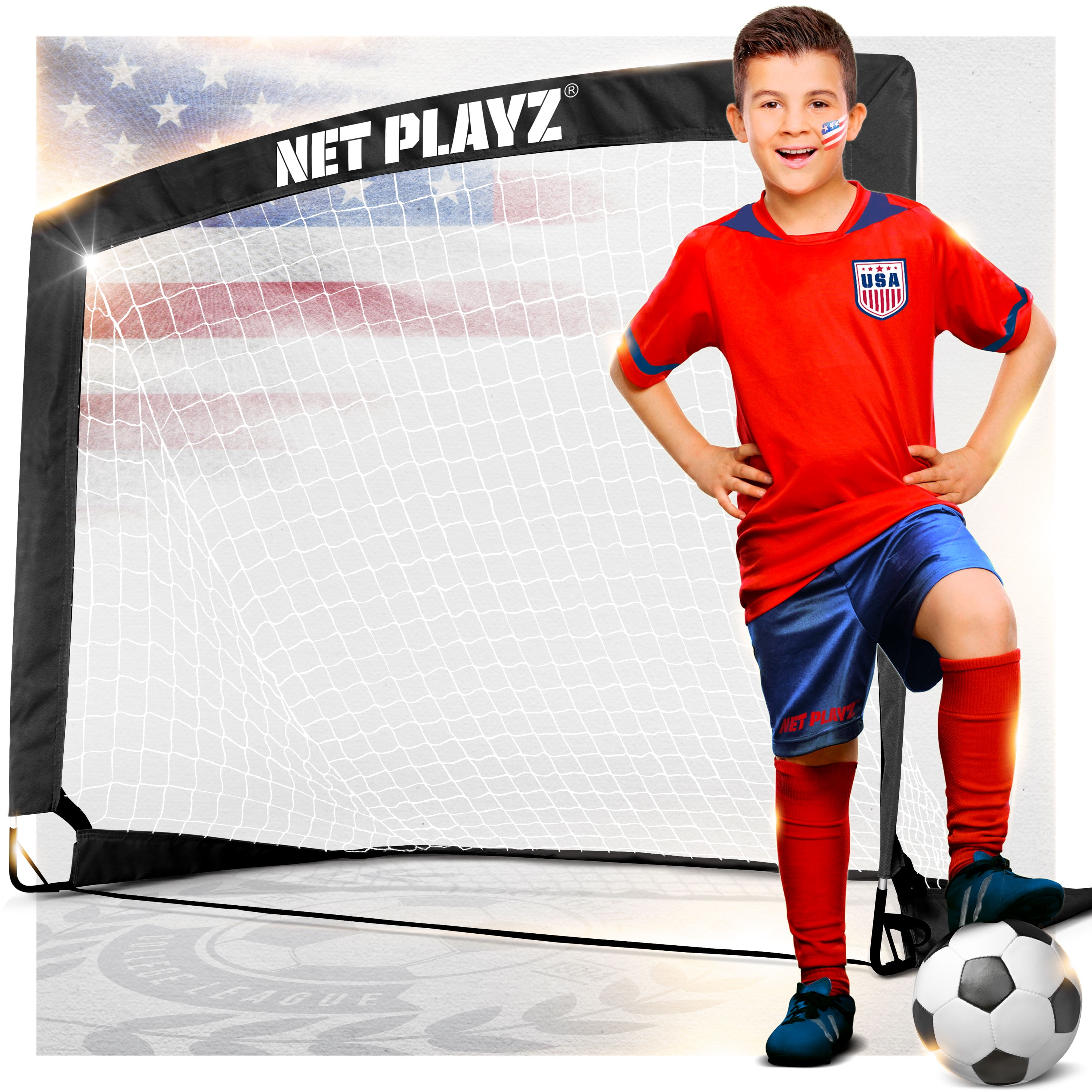 NET PLAYZ 4ftx3ft Easy Fold-Up Portable Training Soccer Goal Sports Set of 2 