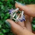 thumbnail image 2 of 0.59CT Tanzanite and White Diamond Ring Guard- Wedding Ring Jacket in 925 Sterling Silver, 2 of 5