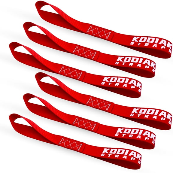 Soft Loop Tie Down Straps - 1 x 12 inches- 4,500 lb Load Capacity - Red 6 Pack - Loops for Securing ATV, UTV, Motorcycles, Scooters, Dirt Bikes, Lawn & Garden Equipment by KODIAK STRAPS