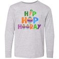 thumbnail image 3 of Inktastic Easter Hip Hop Hooray with Eggs and Carrot Long Sleeve Youth T-Shirt, 3 of 5
