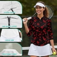 thumbnail image 6 of Uorisanigo Red Heart Women's Golf Shirt with 3/4 Roll Sleeve Size L Versatile Women's Dry-Fit Golf Polo Shirts Fashionable Comfortable Quarter Zip Athletic Tops for Workout Sports, 6 of 7