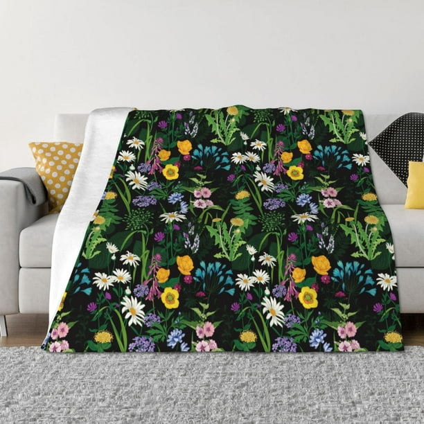 Fotbe Chamomile Manta de Franela con Estampado, Manta Ultrasuave para Cama, Sofá, Auto, Hipoalergénica y Antibolitas-40"x30"