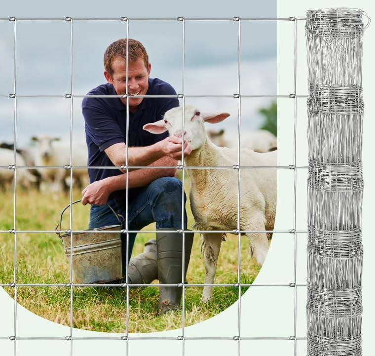 Farm Fence, 4ft x 328ft Heavy Zinc Coating Cattle Fence,Galvanized Field Wire Fencing for Goat Deer Hog Yard Livestock Animals Protection