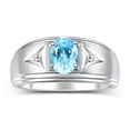 thumbnail image 1 of RYLOS Men's Rings Sterling Silver Classic 8X6MM Oval Gemstone &  Diamond Ring Blue Topaz December Birthstone Rings For Man Silver Rings Size 13, 1 of 7