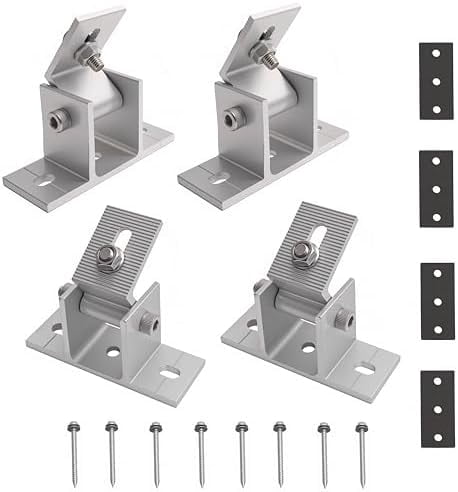 4 Pack Adjustable Solar Panel Tilt Mount Bracket Base, Tilt Angle 10-60 Flat Roof Mount Holder, RV Solar Panel Mounts Clamp Roof Stand$$Garden & Patio