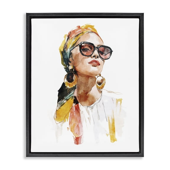 Stupell Industries Stylish Woman with Headwrap Black Framed Floater Canvas Wall Art, design by Svetlana Aleynikova