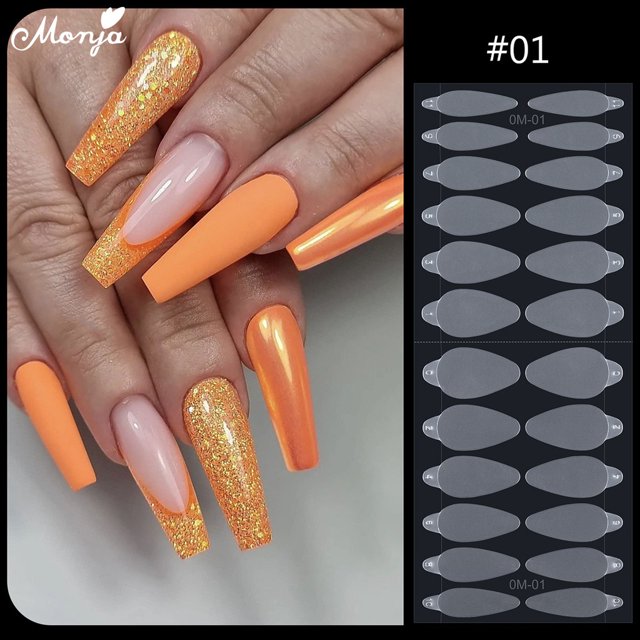 Monja 24pcs/Hoja Forma Francesa Doble Pegatina De Silicona Línea Para Construcción Rápida Arte De Uñas Gel Extensión Molde