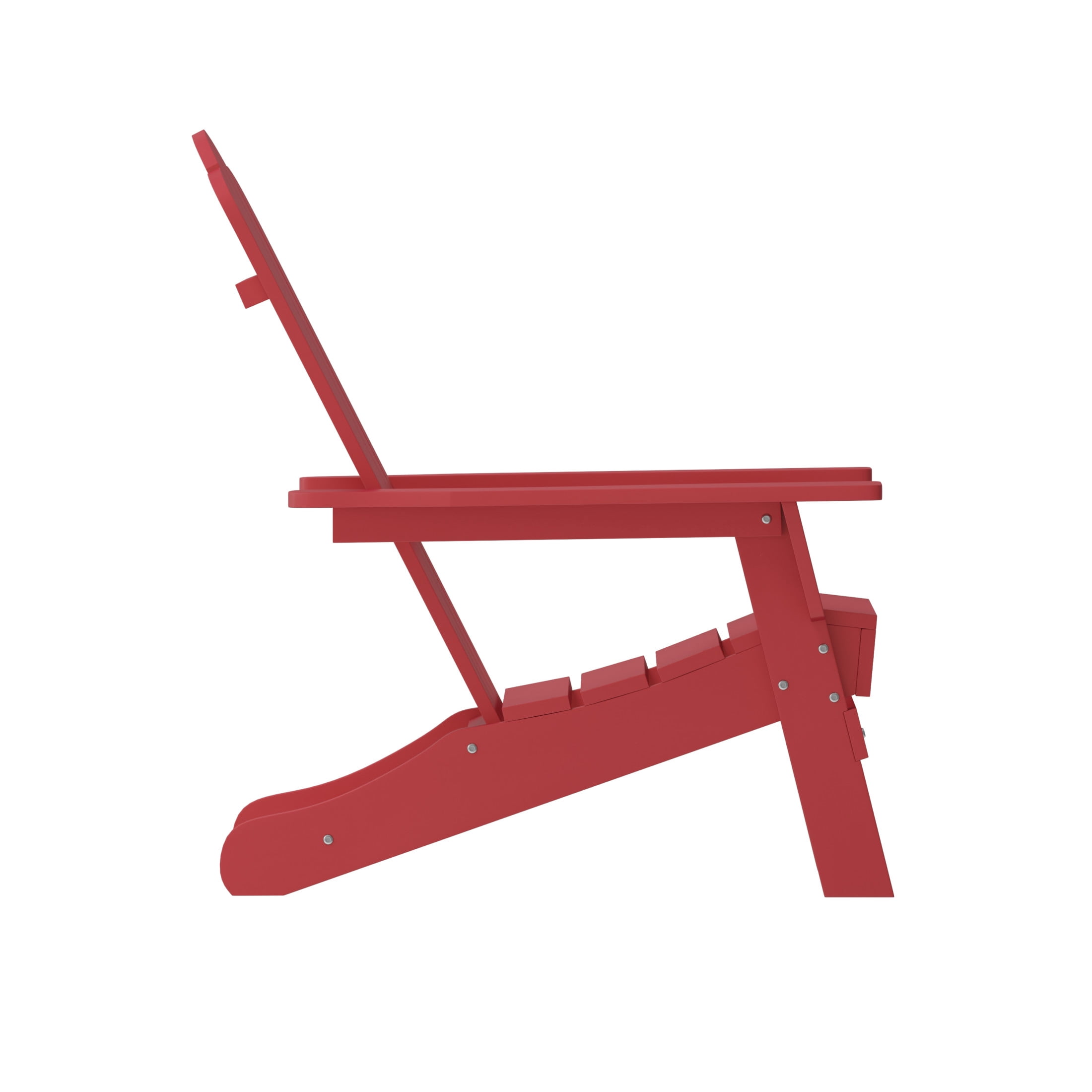 BizChair Adirondack Chair with Cup Holder, Weather Resistant HDPE Adirondack Chair in Red, Set of 4