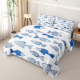 thumbnail image 3 of meiyoeat Blue Line Art Simple Fish Twin Quilt Set for Boys Girls, Ink Marine Animal Twin Coverlet Set, 2pcs, 3 of 7