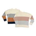 thumbnail image 2 of Thread & Supply Women's Plush Striped Ribbed Collar Sweater (Stone/Rust/Navy, XXL), 2 of 2
