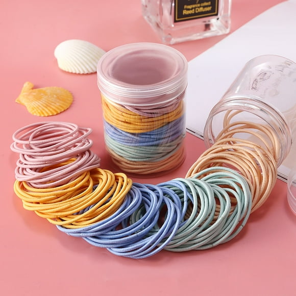 Élastiques à Cheveux Sans Douleur pour Filles Parfaits pour Cheveux Fins, Bouclés Ou Cuir Chevelu Sensible (200 Pcs) (Rose, Bleu, Jaune)