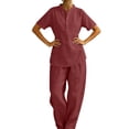 thumbnail image 4 of Cekizud 2 Piece Sets for Women Linen Blend Short Sleeve Tunic Top and Wide Leg Pants Casual Outfits Sets,Sizes S-3XL, 4 of 5