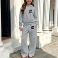 thumbnail image 3 of Auroural Girls Hoodies Girls Sweatpants Wide Leg Children's Winter Printed Hooded Sweatshirt Wide-Leg Pants Casual Sports Fleece-Lined Warmth Two-Piece Set Kids, 3 of 7