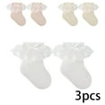 thumbnail image 2 of LYMAYTER 0-8Y 3 Pack Kids Girls Socks Toddler Solid Color Ruffle Socks Summer Mesh Bow Princess Socks, 2 of 7