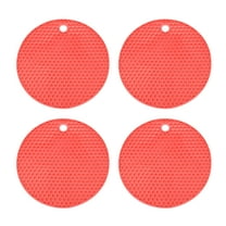 Uxcell Trivets for Hot Dishes 6 Inch, 4 Pcs Silicone Hot Pads Pot Holder Heat Resistant Silicone Trivets Mat Round Silicone Mat Non Slip for Kitchen Countertops, Red