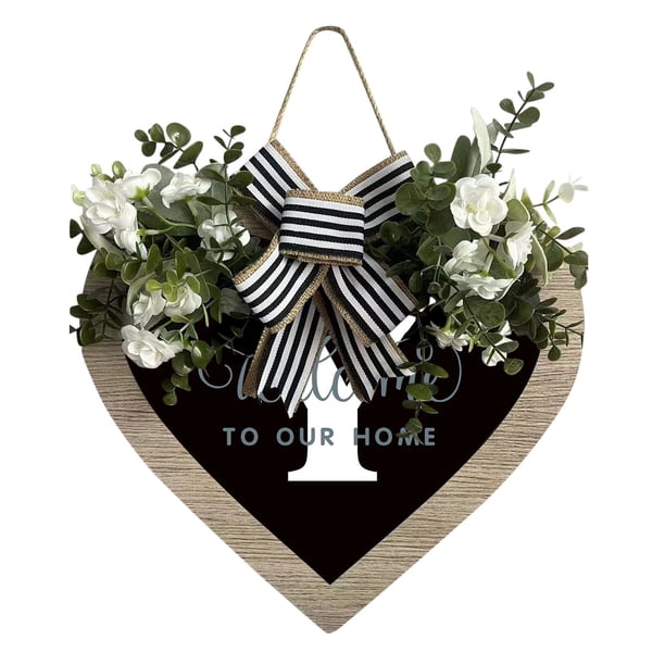 Guirnalda de 26 letras en forma de corazón con el apellido A Z para colgar en la puerta de entrada Guirnalda de primavera para colgar en la puerta de entrada