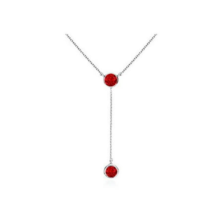 UBNKBK7039W14R Chain with Ruby Drop Necklace in White Gold 14K 0.20 Carat Total Gem Weight