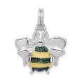 thumbnail image 1 of Sterling Silver Rhodium-platedGreen & Yellow Enamel Bee Charm, 1 of 3