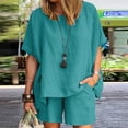 thumbnail image 2 of Inleife Two Piece Outfits for Women, Womens Casual Summer Round Neck Short Sleeve Tops And Shorts Two Pieces Set Suit, 2 of 6