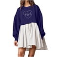 thumbnail image 2 of Jinhomg Spring Dress for Women Casual Comfy Love Heart Graphic Midi Dress Fashion Patchwork Long Sleeve Sweatshirt Dress Daily Wear Purple XXL, 2 of 3