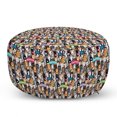 thumbnail image 1 of Animals Pouf Cover with Zipper, Cats and Dogs Friends Together Community Happy Faces Seamless Illustration, Soft Decorative Fabric Unstuffed Case, 30" W X 17.3" L, Multicolor, by Ambesonne, 1 of 5