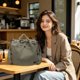thumbnail image 4 of Bolso tote de nailon con cierre de cordón, bolso bandolera informal, bolso ligero para viajes y trabajo, bolso de mano de estilo japonés para uso diario., 4 of 6