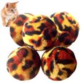 thumbnail image 1 of Cat Ball Plush Pom 5PCS Creative Leopard Print Cat Toy Ball Kitten Playing Toy, 1 of 10