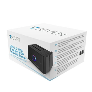 V7 USB 3.0 Dual Bay HDD Docking Station, Black